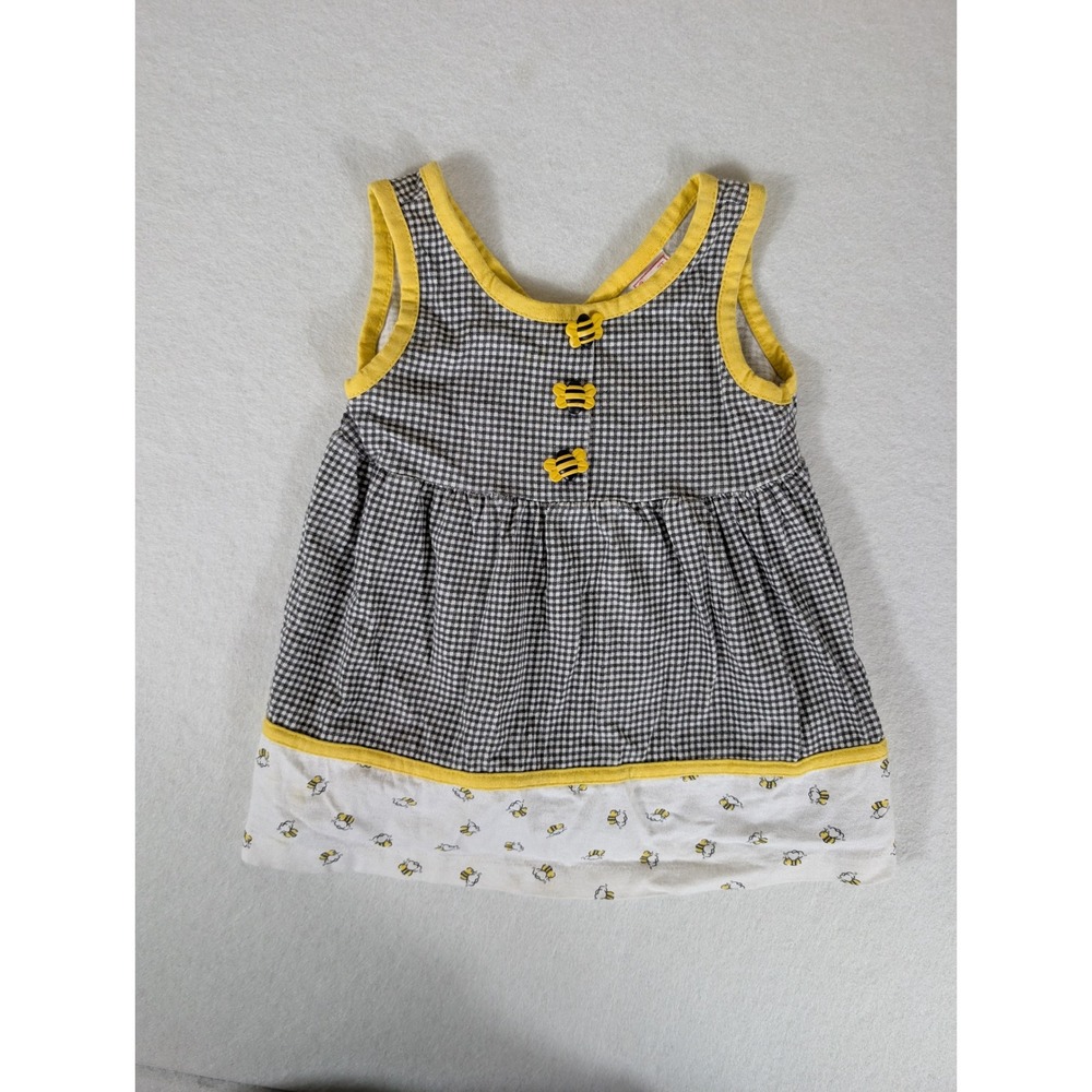 Buster Brown Girls 2T Vintage Gingham Bumble Bee Sleeveless Dress Black Yellow
